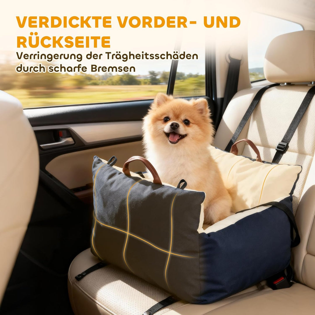 PawHut Hunde Autositz Hundesitz mit Sicherheitsgurt Abnehmbarer Hundeautositz für Rückbank und Vorde
