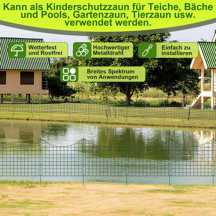 Yakimz Teichzaun Gartenzaun, 11 Stück Set Gitterzaun, Teichzaun Steckzaun Metallzaun - 5 Zaunelement