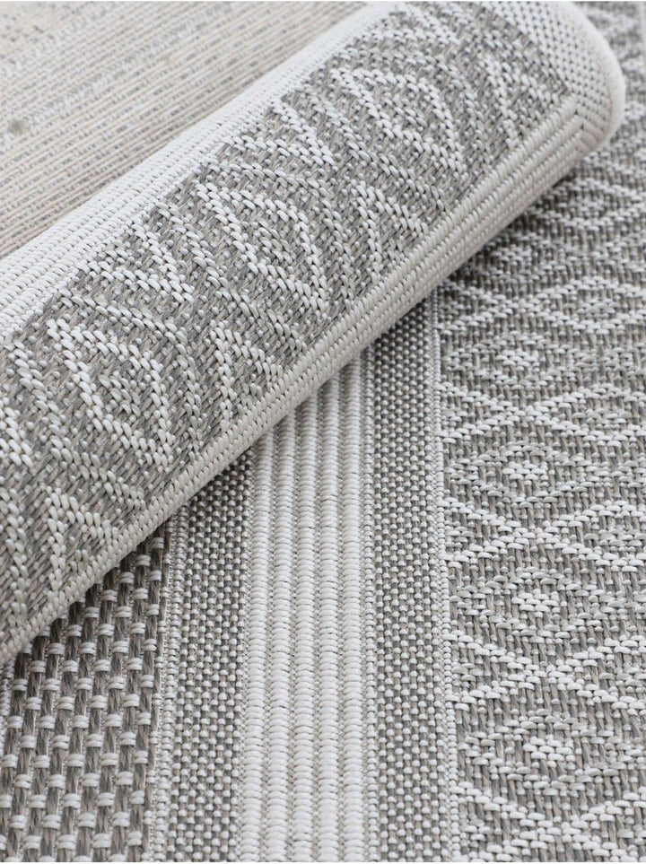 carpetfine In- und Outdoor Teppich Boho Läufer Beige Flachgewebeteppich 60x180 cm | Moderner Teppich