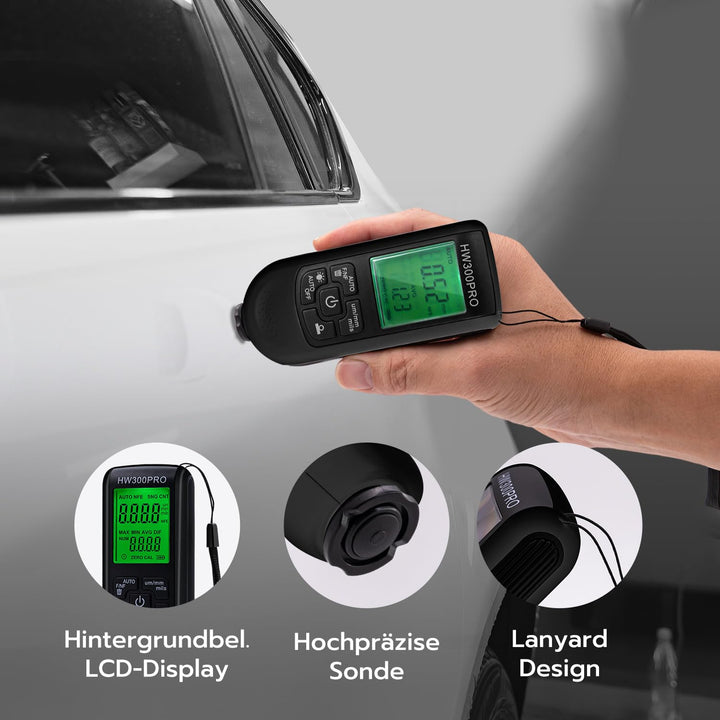 Mcbazel Digitales Schichtdickenmessgerät, Lackdickenmessgerät, Lackmessgerät Auto, Messbereich 0 bis