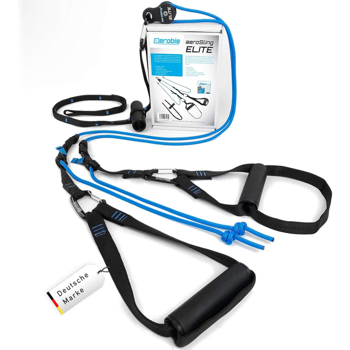 aerobis® aeroSling Elite Schlingentrainer | Sling Trainer Ganzkörpertraining mit Umlenkrolle, Türank