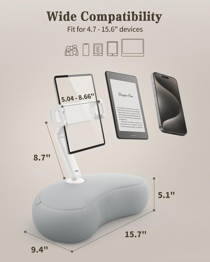 SAIJI Tablet Kissen Halter, 360° Verstellbarer ipad Halterung Bett mit flexiblem doppelachsigem Arm,