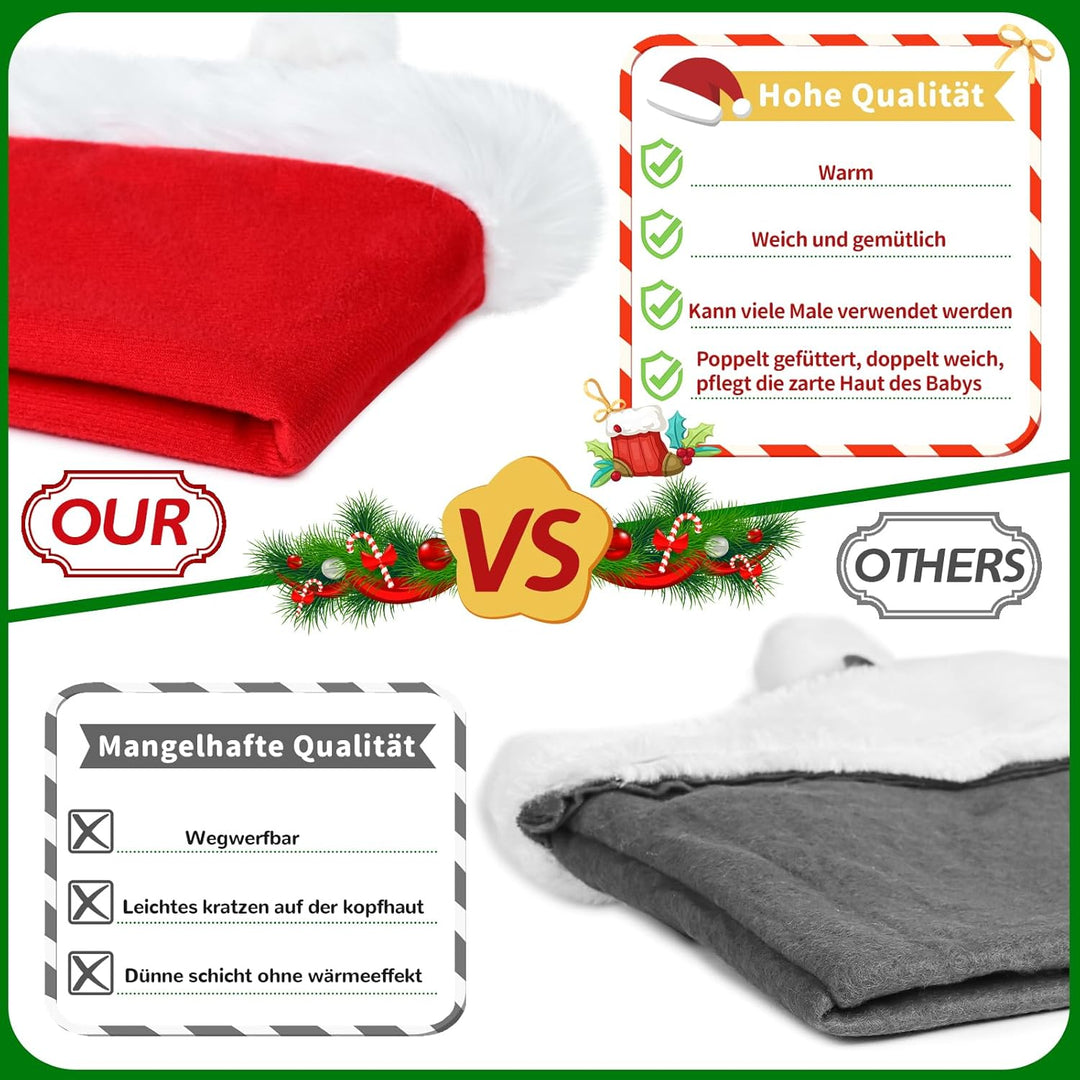 Weihnachtsmütze Nikolausmütze Damen Herren plüsche weihnachtsmann mütze Erwachsene Kinder Baby Rote