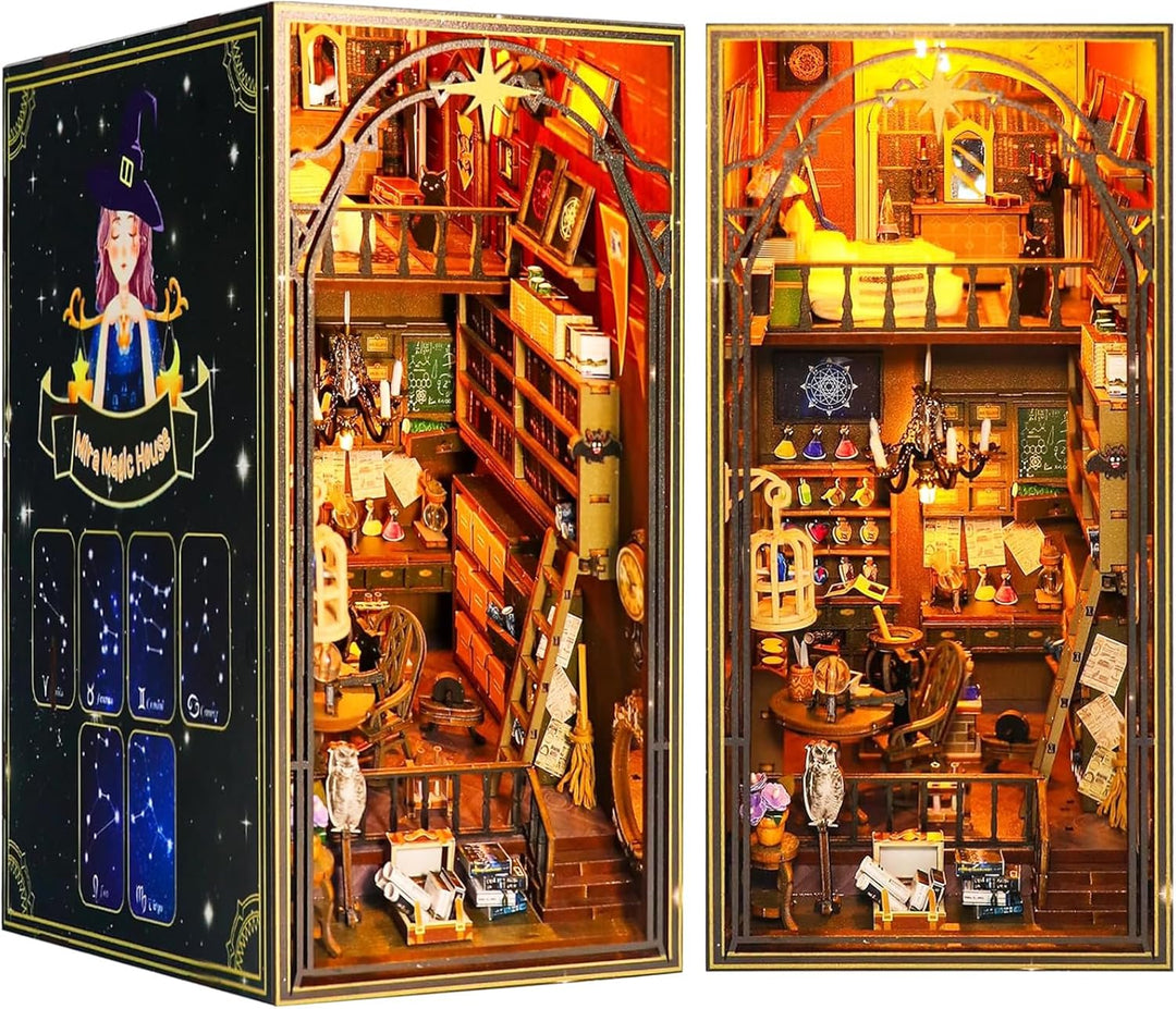 DIY Magical World Book Nook Kit & Dollhouse Craft Kits für Erwachsene DIY Miniature House mit Licht,