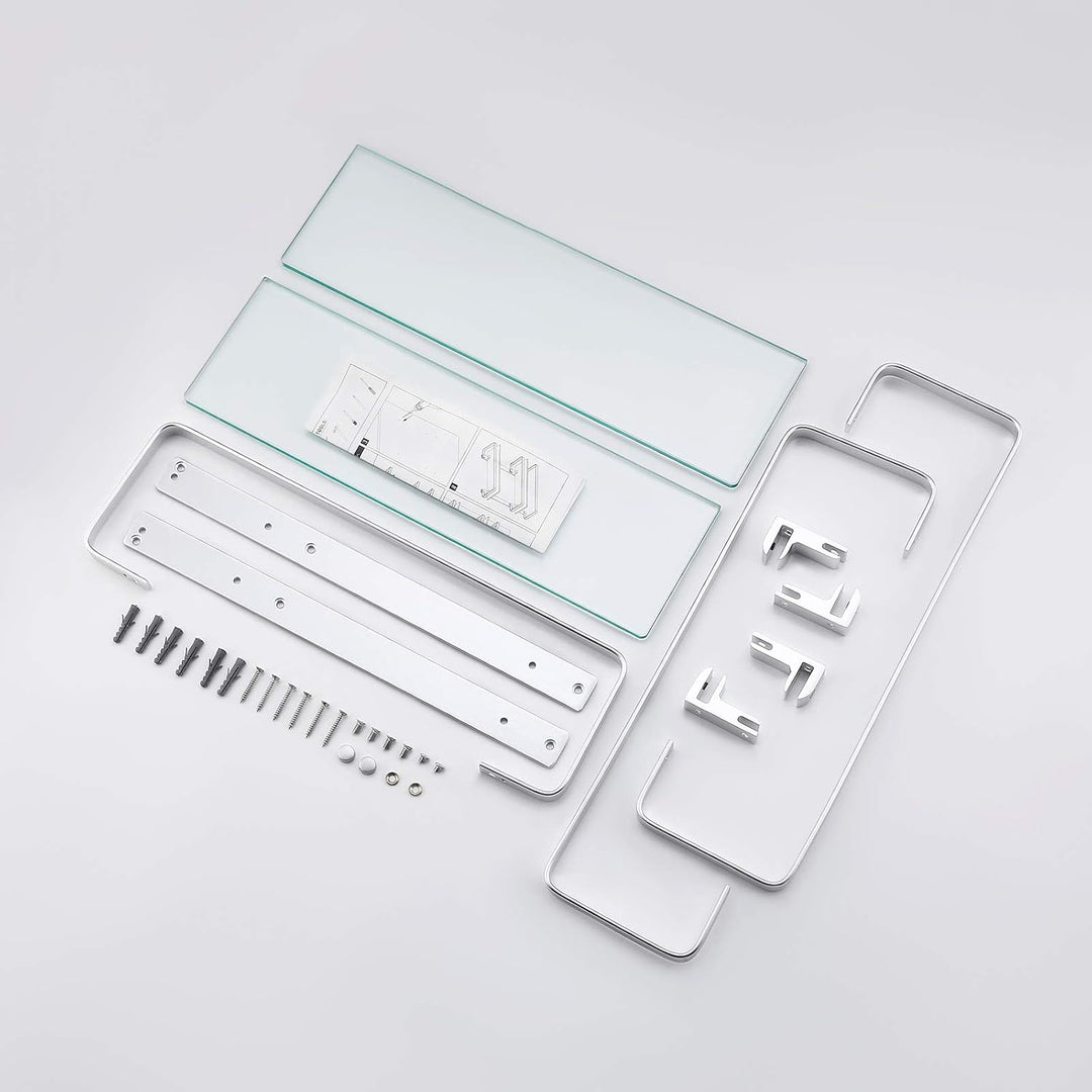 KES Duschablage Glas Duschregal Glasablage für Badezimmer Wandregal Glasregal Dusche Ablage Hängereg