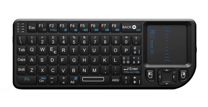 Rii Mini X1 Wireless (italienisches Layout) - Mini-Tastatur mit Touchpad für Smart-TV, Mini-PC, HTPC