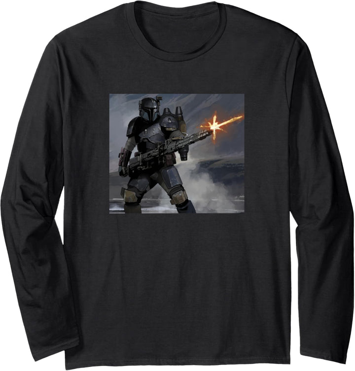Star Wars Mando Fire Portrait Langarmshirt