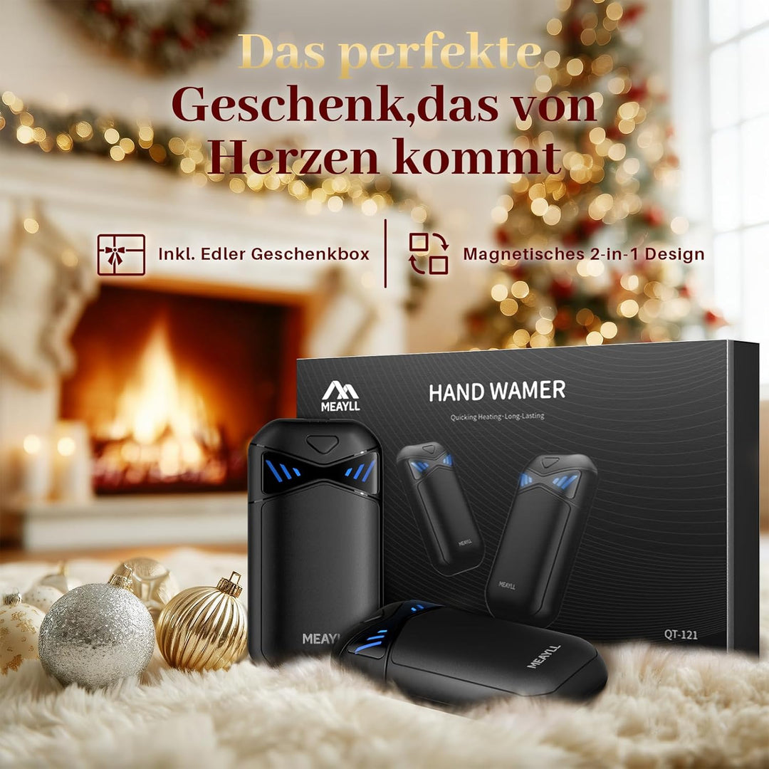 Handwärmer Wiederaufladbar 2er Pack, Magnetischer Taschenwärmer mit LED Anzeige & 6000mAh Akku, 3 He