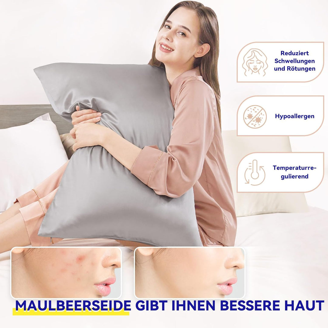 SeidenKissenbezug 40x60,Jaciu Kissenbezüge aus Seide,für Haar und Haut Beide Seiten Echte Seide Kiss