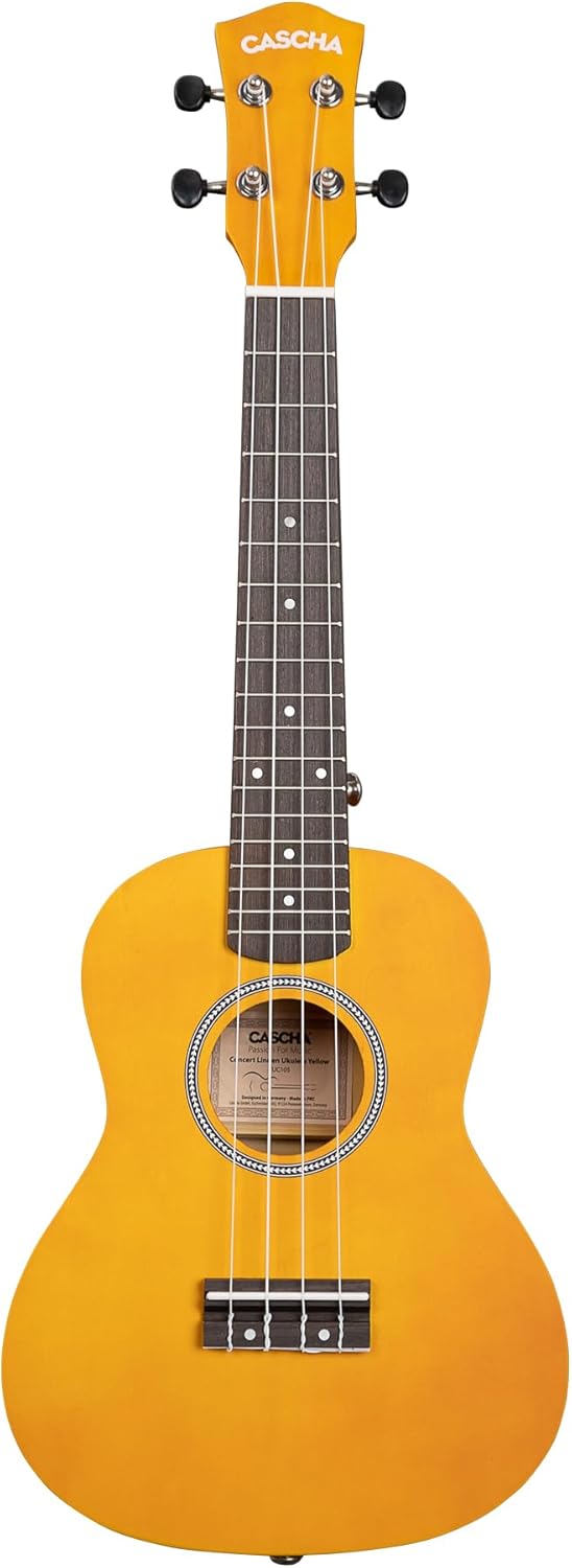 Concert Ukulele Linden Yellow Set (incl. Bag, 3 Picks, Book, Tuner)