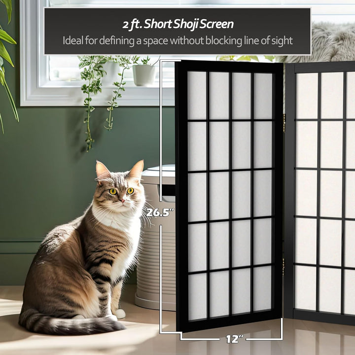 Orientalisches Möbel, 60 cm Hoher Fensterschirm Shoji – Schwarz – 5 Paneele 5 Panel Schwarz, 5 Panel