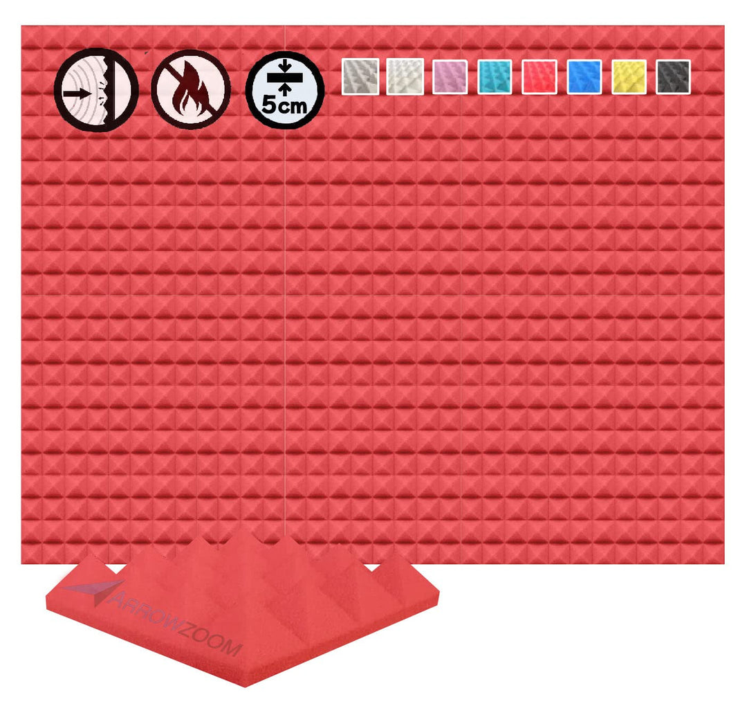 Arrowzoom 48 Akkustik Platten Akkustikschaumstoffmatten Akustikschaumstoff 25x25x5cm Dämmung Pyramid