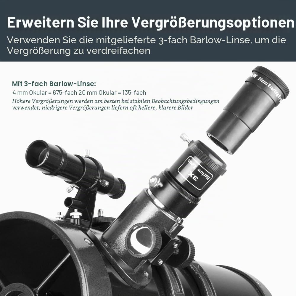 Celestron 21045 PowerSeeker 114EQ Spiegelteleskop - mit Zwei Okularen, Einer Barlow-Linse, höheneins