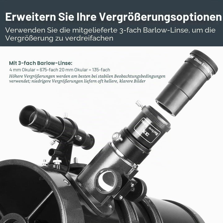 Celestron 21045 PowerSeeker 114EQ Spiegelteleskop - mit Zwei Okularen, Einer Barlow-Linse, höheneins