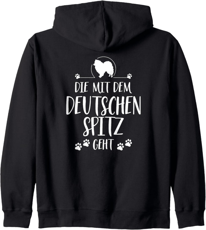 Die mit dem Deutschen Spitz geht Hund lustig Hundespruch Kapuzenjacke