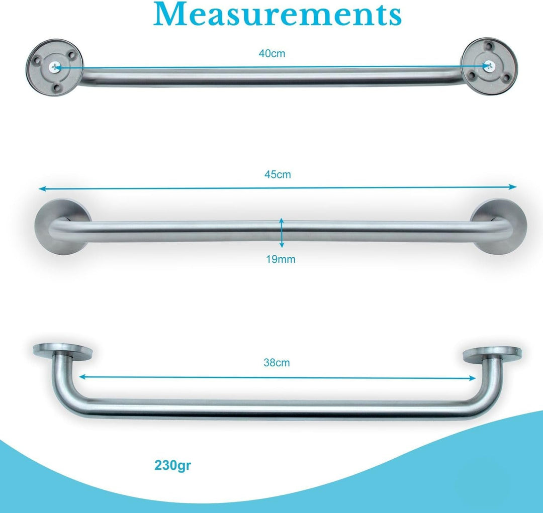 Handtuchhalter aus Edelstahl Gebürstet - Länge 40cm und 19mm Stangendurchmesser zum Bohren - Handtuc