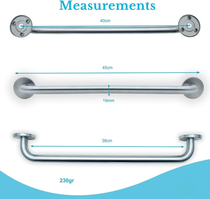 Handtuchhalter aus Edelstahl Gebürstet - Länge 40cm und 19mm Stangendurchmesser zum Bohren - Handtuc