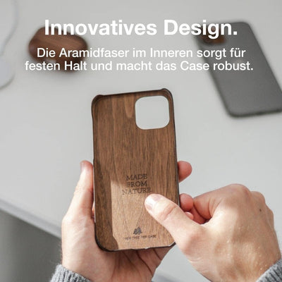 Woodcessories - Handyhülle kompatibel mit iPhone 12 Mini Hülle Holz, Echtholz - EcoSlim Case (Walnus