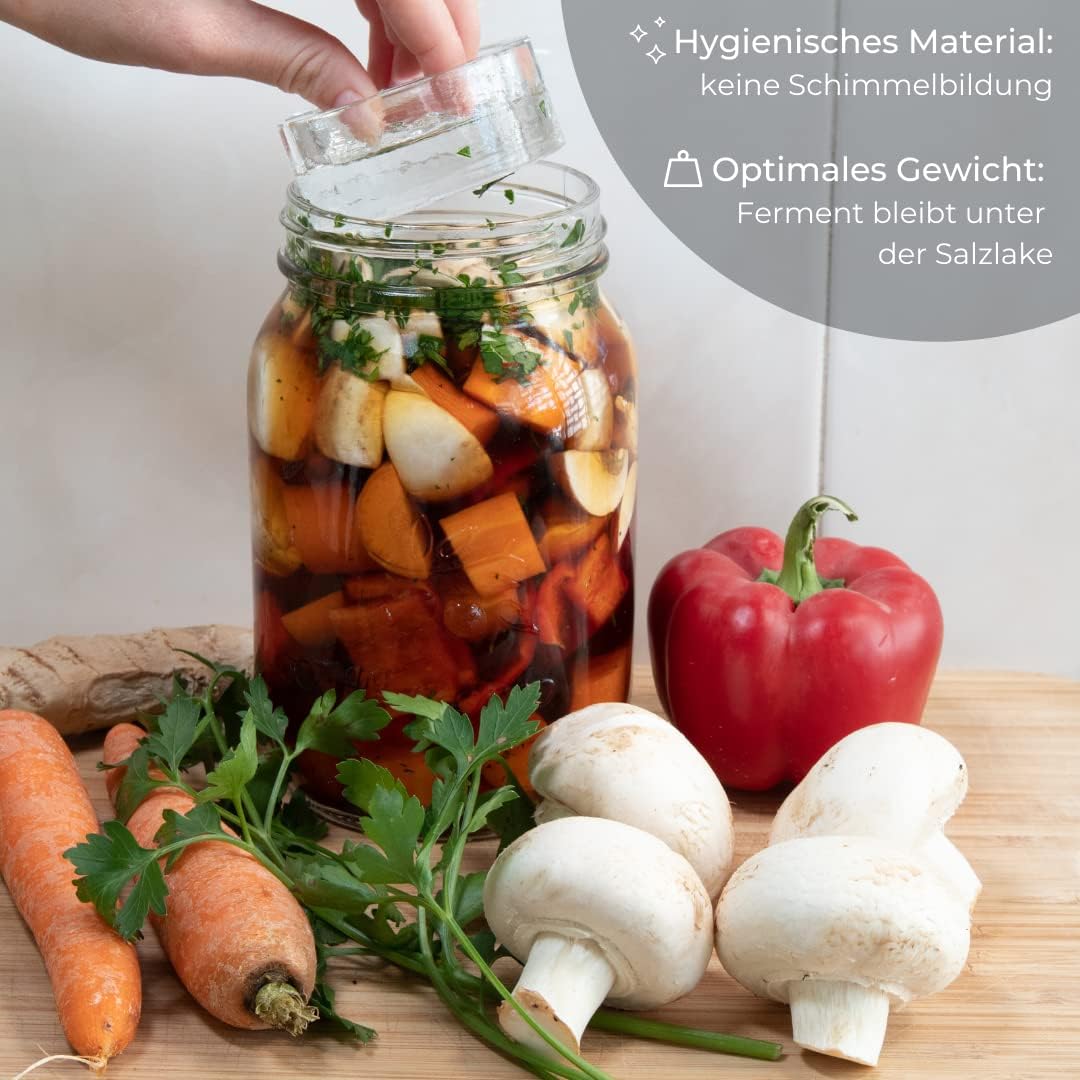 GREEN WISE Fermentiergewichte 5er Set | Glasgewichte zur Fermentation | lebensmittelecht und optimal