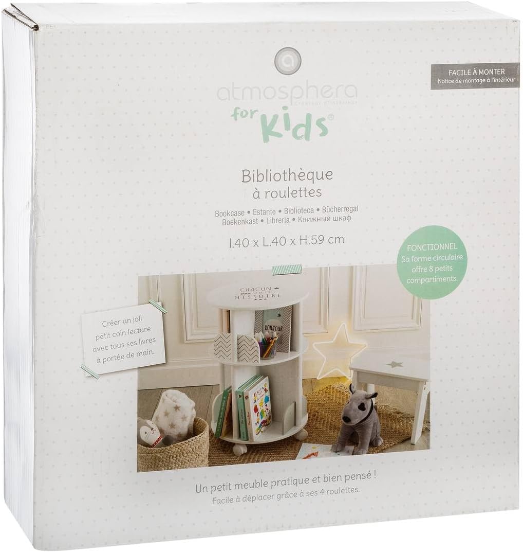 Kinderbücherregal rund - weiss und grau H 59 cm - Grau - Atmosphera créateur d'intérieur 1 Stück (1e