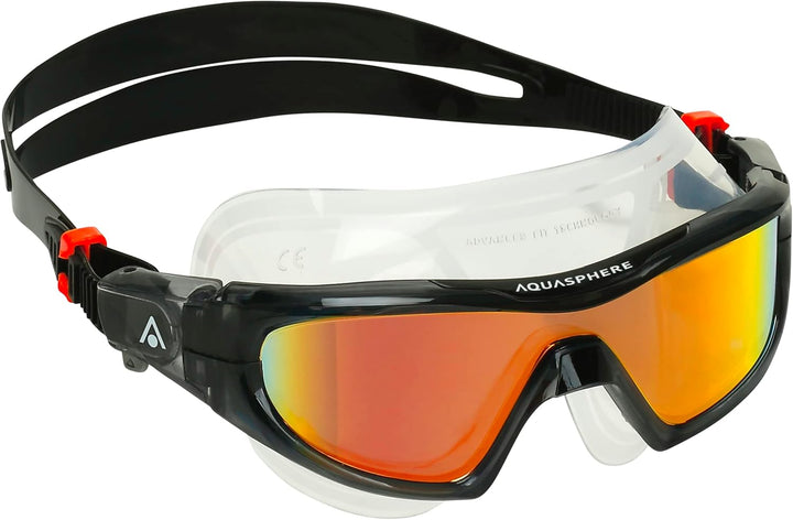 Aquasphere Unisex Vista Pro Schwimmmaske (1er Pack) Einheitsgrösse Gespiegelte Linse Schwarz-Orange,