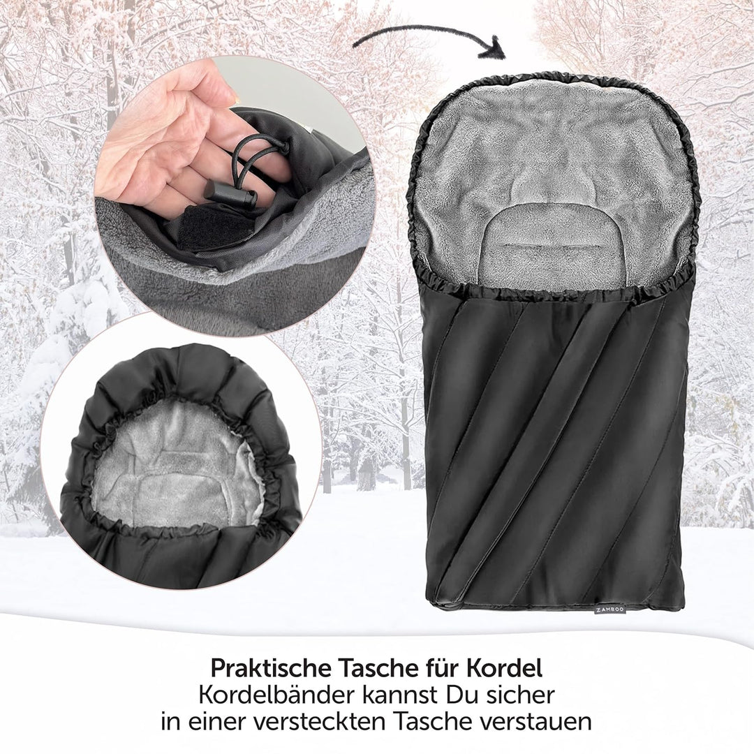 Zamboo Universal Fusssack für Babyschale - Baby Winterfusssack aus weichem Thermo Fleece mit Gurtsch