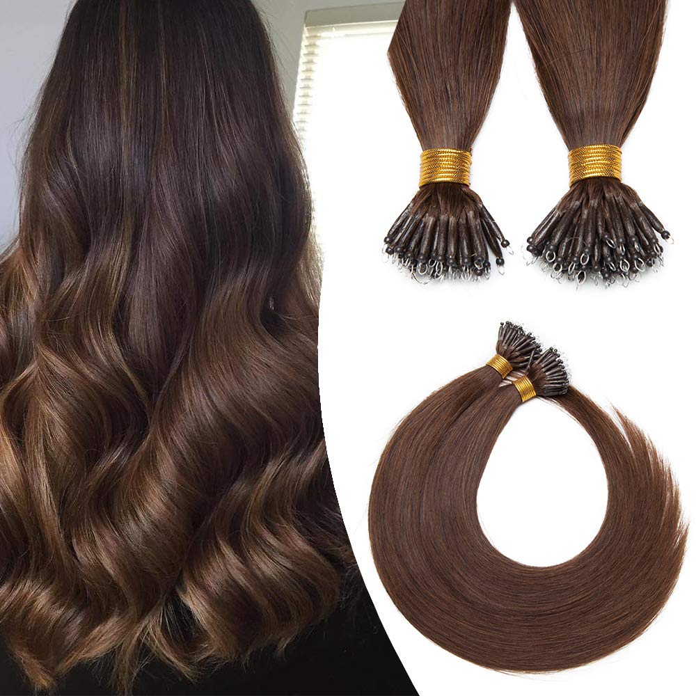 SEGO Nanoring Extension Echthaar 1g Loop Haarverlängerung Haarteile 50 Strähnen Glatt 100% Remy Huma