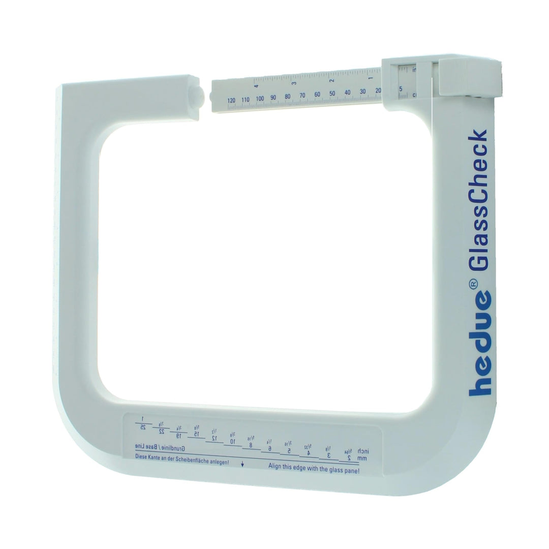 hedue® GlassCheck - Glasdickenmesser, Dickenlehre zur Messung der Glasstärke von Scheiben & Isolierv