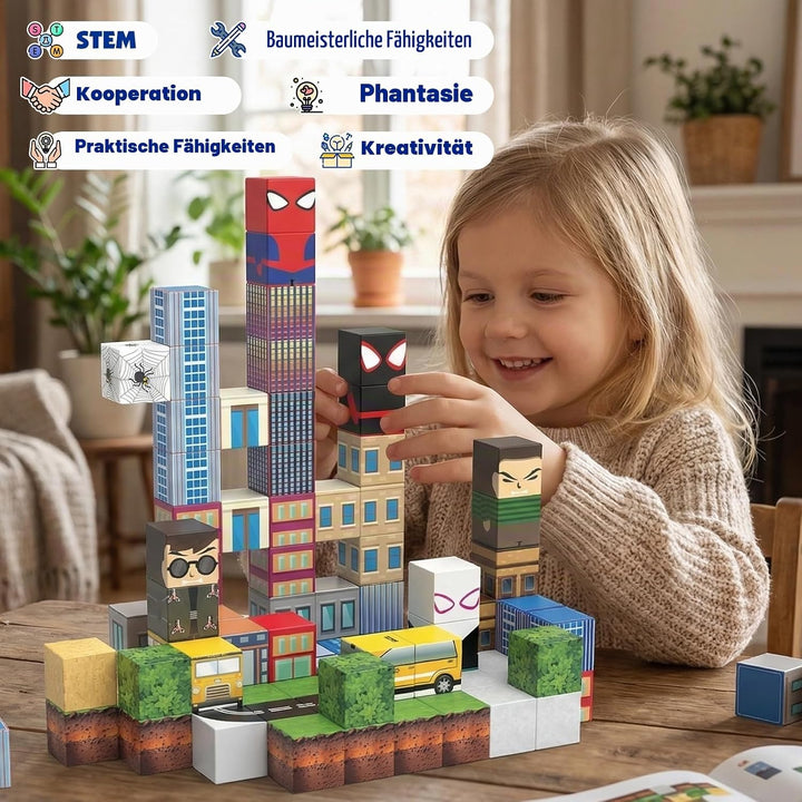 Magnetische Bausteine, 100 Stück 2CM Spider Magnetbausteine Bauwelt Spielzeug für Kinder ab 3 Jahre,