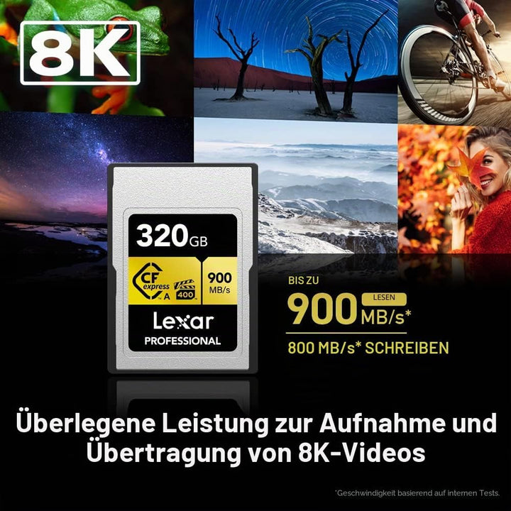 Lexar Professionelle CFexpress Typ A Gold Series Speicherkarte, 320 GB, bis zu 900 MB/s lesen, 8K-Vi