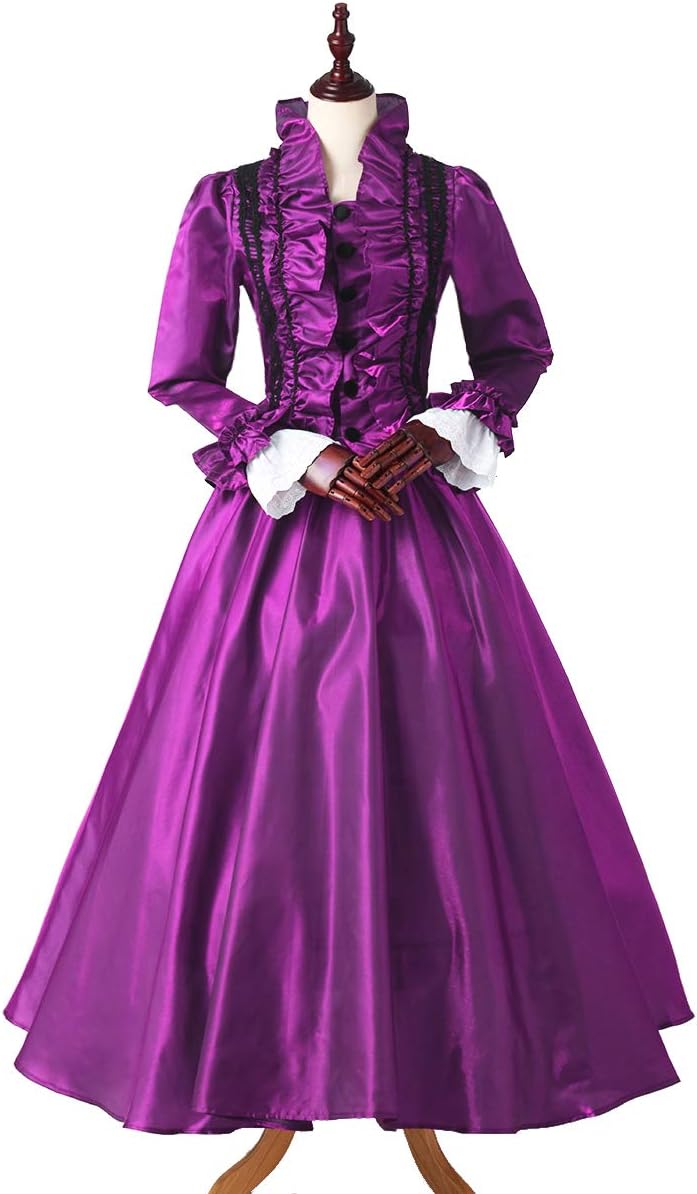 GRACEART Damen Gothic Viktorianisches Kleid Renaissance Maxi Kostüm (XXL, Lila) XXL Lila, XXL Lila