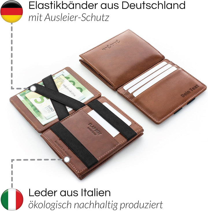 Jaimie Jacobs Flap Boy AirTag-Edition mit Gravur Magic Wallet Echtleder (Dunkelbraun), Dunkelbraun
