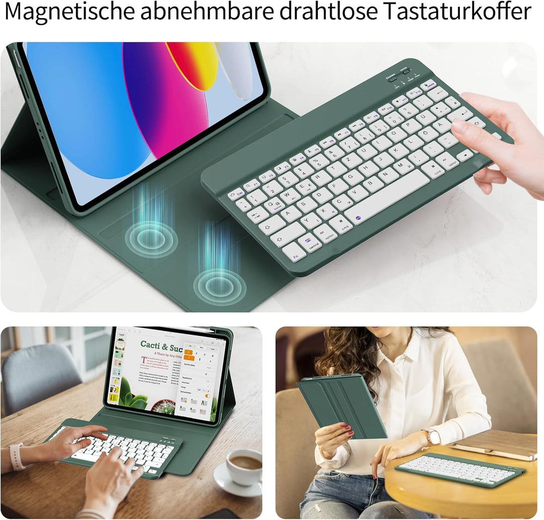 Hülle mit Tastatur für iPad A16 11. Generation 2025, iPad 10. Generation 2022 10,9 Zoll, Abnehmbarer