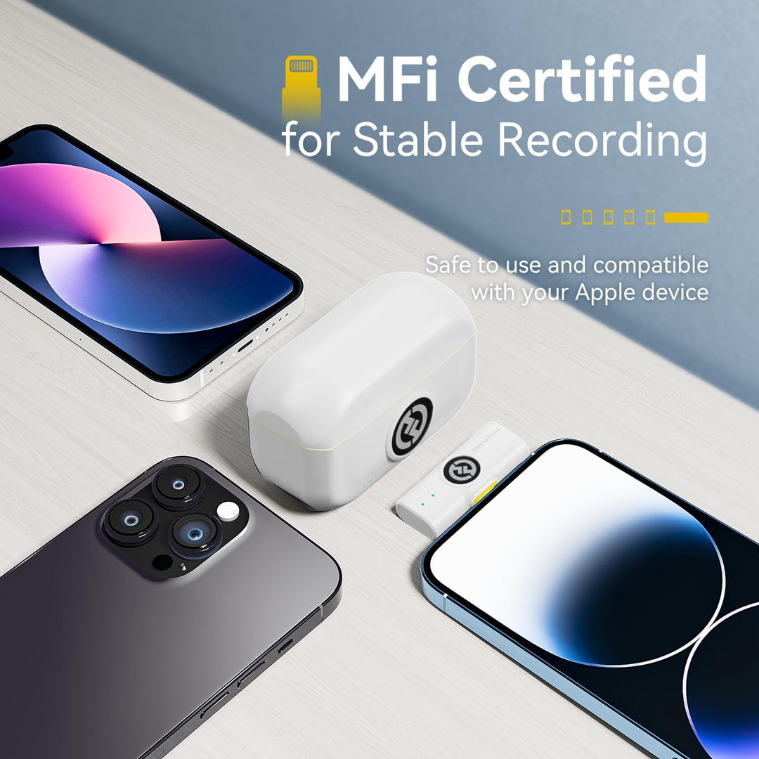 Hollyland Lark M2 Wireless Lavalier Mikrofon für iPhone Lightning MFi-Zertifiziert, 48kHz/24 bit Hi-