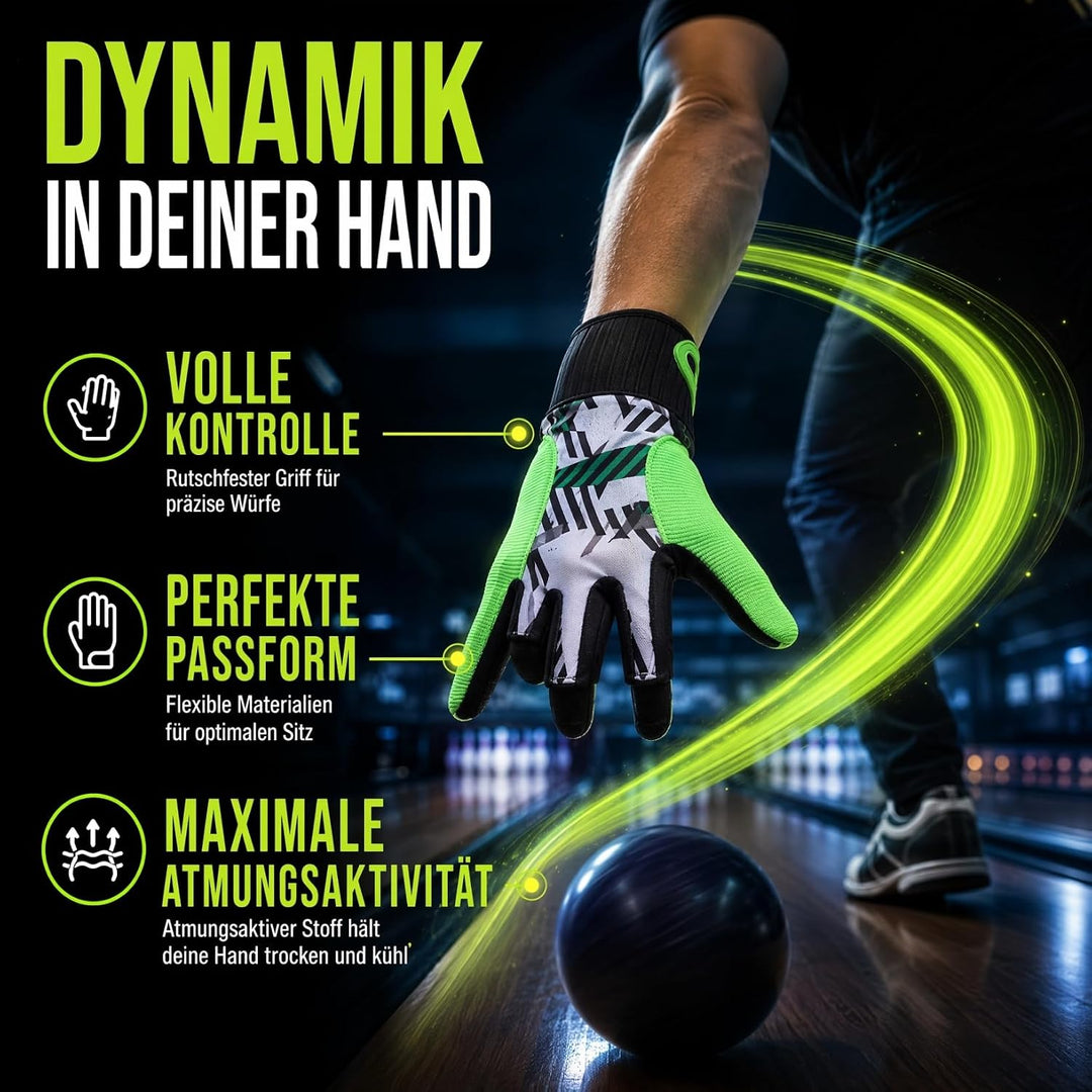 LIOOBO 1 Paar Bowlinghandschuhe mit Fingern Bowling-Stützhandschuh Männer Bowling-Handschuhe Billard