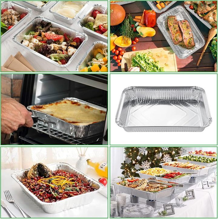 SENENQU 30 Stück Grill Aluschalen Gross 2200ML, Grillschalen Aluminium 31,5 x 21 x 5 CM, Einweg Alum