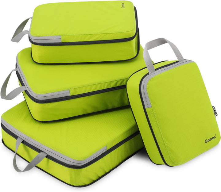 Compression Packing Cubes 3/4er Set, Gonex Kleidertaschen 4-teilig Verpackungswürfel, Kleidertaschen