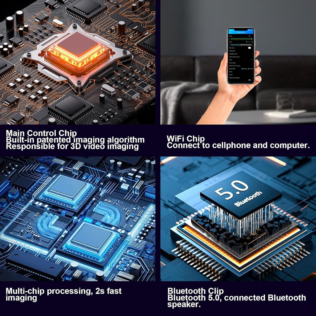 50CM 3D Hologramm Projektor mit WiFi und Bluetooth,3D Hologramm Fan mit 560 Leds und 2200 cd/m² und