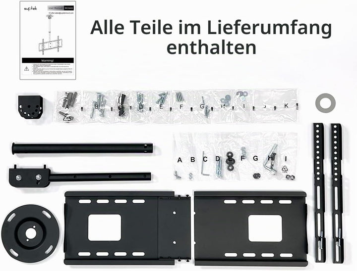 Suptek TV Deckenhalterung für 37-75 Zoll Fernseher, höhenverstellbar, neig- und schwenkbar, VESA 600