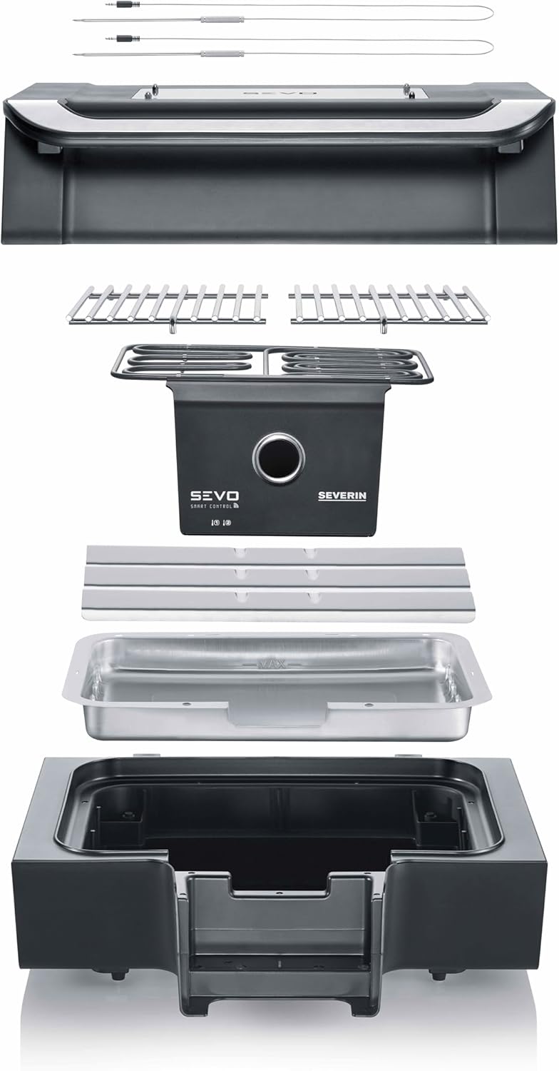 SEVERIN SEVO SMART CONTROL GT Elektrogrill mit App-Steuerung und Deckel, elektrischer Tischgrill, in