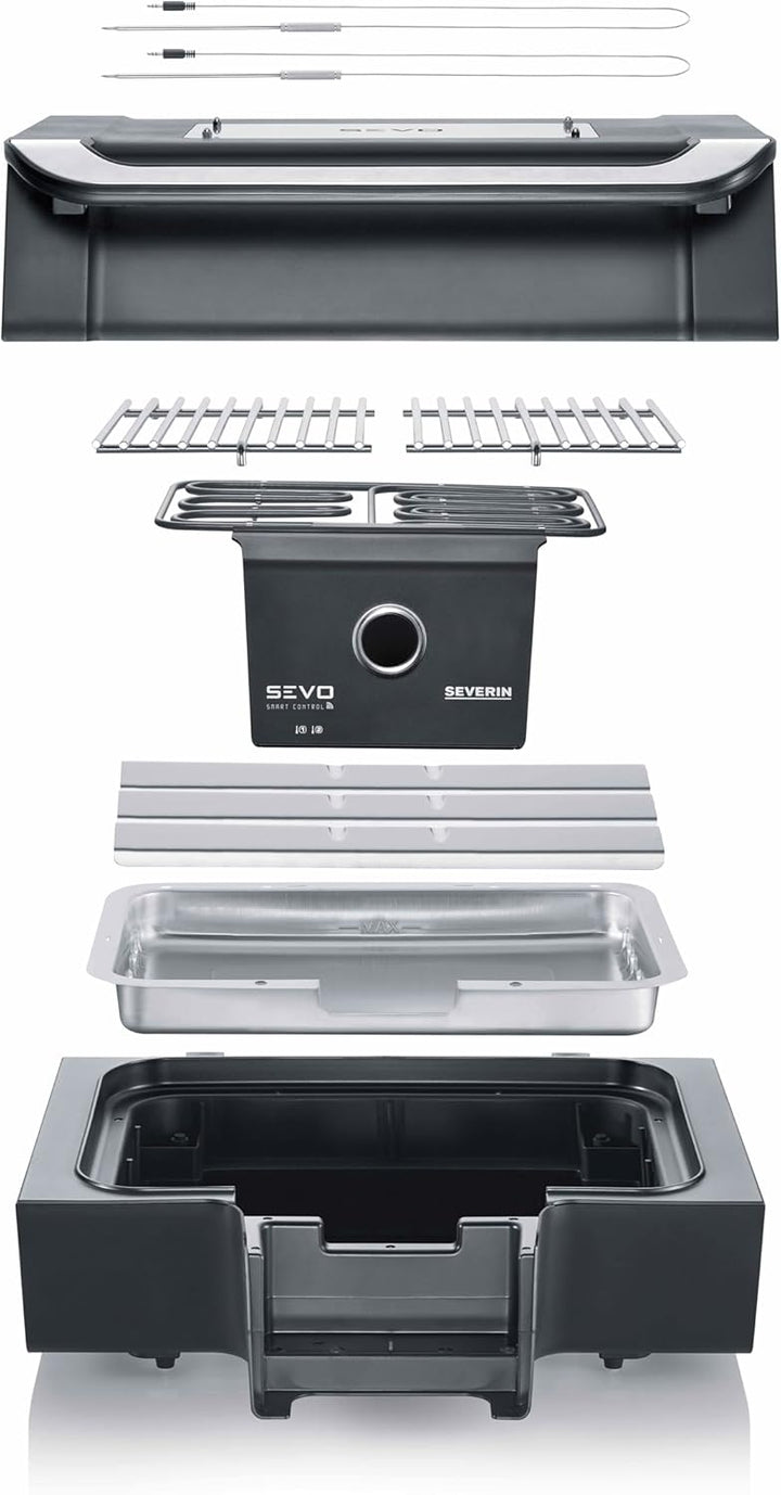 SEVERIN SEVO SMART CONTROL GT Elektrogrill mit App-Steuerung und Deckel, elektrischer Tischgrill, in