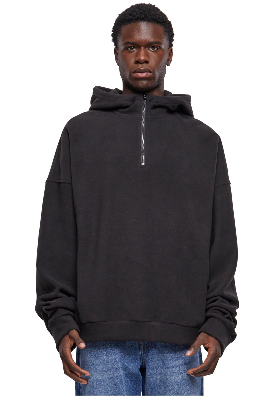 Urban Classics Herren Oversized Polar Fleece Half Zip Hoody S Schwarz, S Schwarz