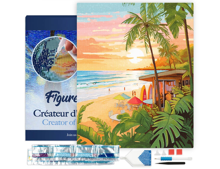 Figured'Art Diamond Painting Erwachsene 40x50cm Mit Rahmen Ganze Leinwand gespannt Surfclub 5D Bilde