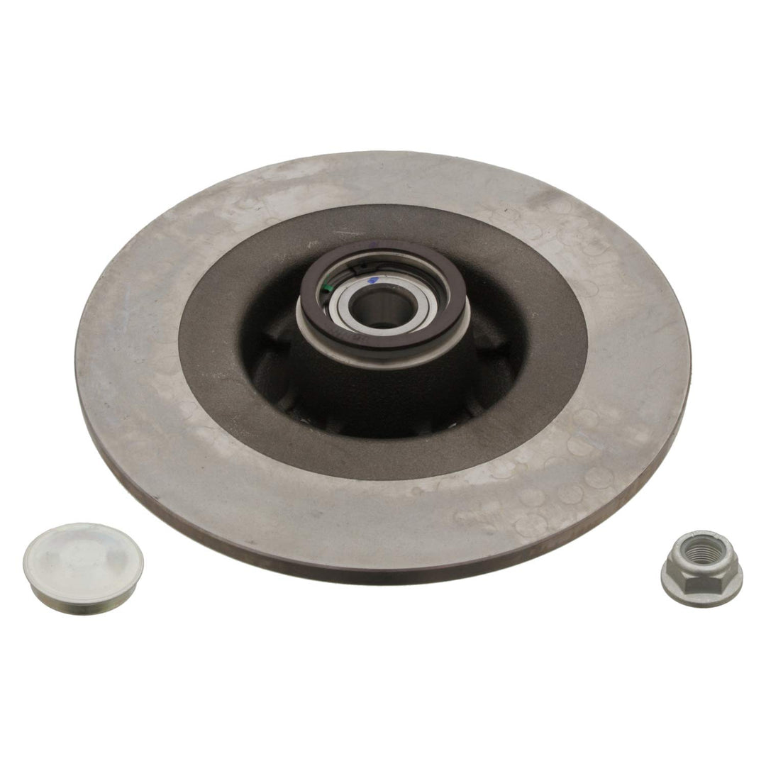 febi bilstein 28155 Bremsscheibe mit Radlager, ABS-Impulsring, Achsmutter und Schutzkappe , 1 Stück