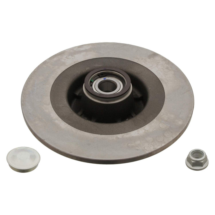 febi bilstein 28155 Bremsscheibe mit Radlager, ABS-Impulsring, Achsmutter und Schutzkappe , 1 Stück