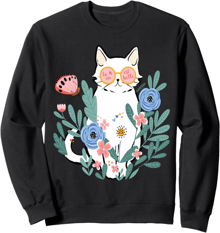 La Vie Est Belle Französische Katze lustig Sweatshirt