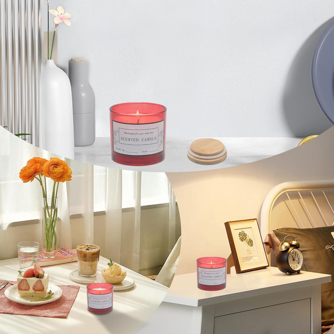 MILIVIXAY 20 Stück 118 ml rote Glaskerzengläser mit Deckel und Kerzenherstellungs-Kits – Grosspackun
