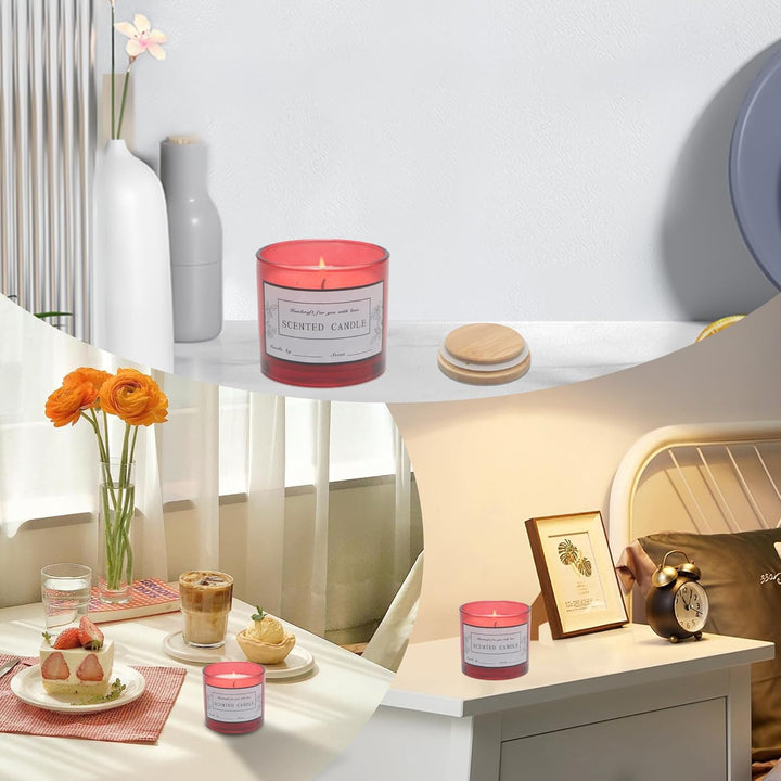 MILIVIXAY 20 Stück 118 ml rote Glaskerzengläser mit Deckel und Kerzenherstellungs-Kits – Grosspackun