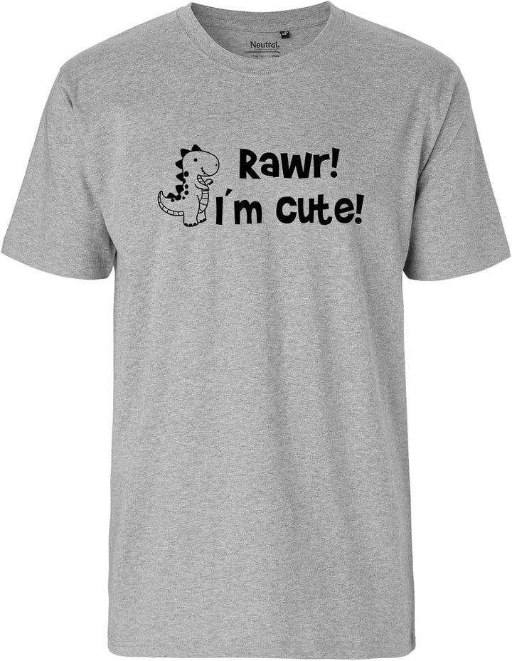 HUURAA Herren T-Shirt T-Rex I`m Cute Bio Baumwolle Fairtrade Oberteil Grösse S-3XL mit Motiv für all