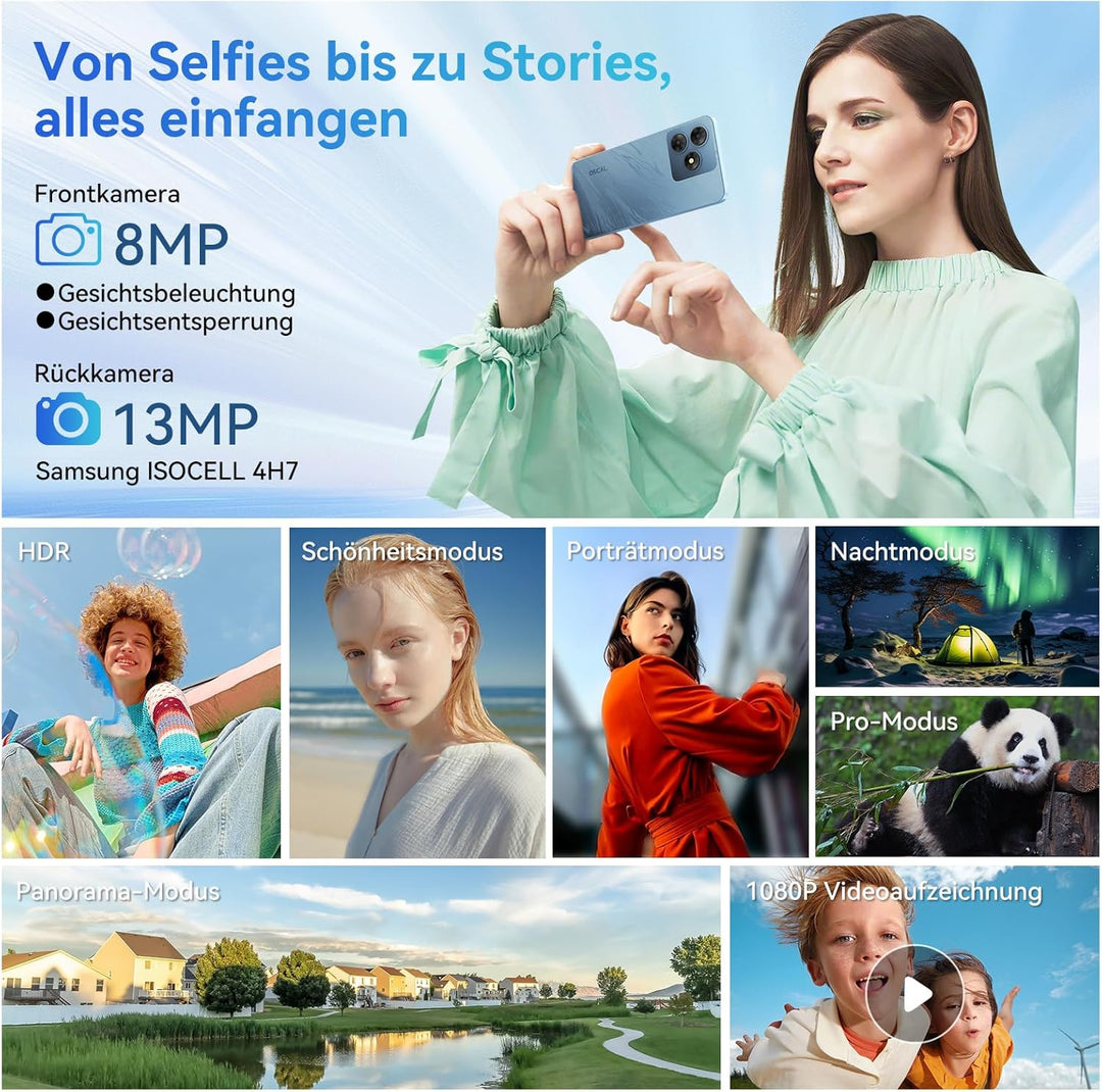 OSCAL Flat 2 Gemini AI Smartphone ohne Vertrag | Android 14, 12GB+256GB, 2TB TF | 90Hz 6.56'' HD+, O